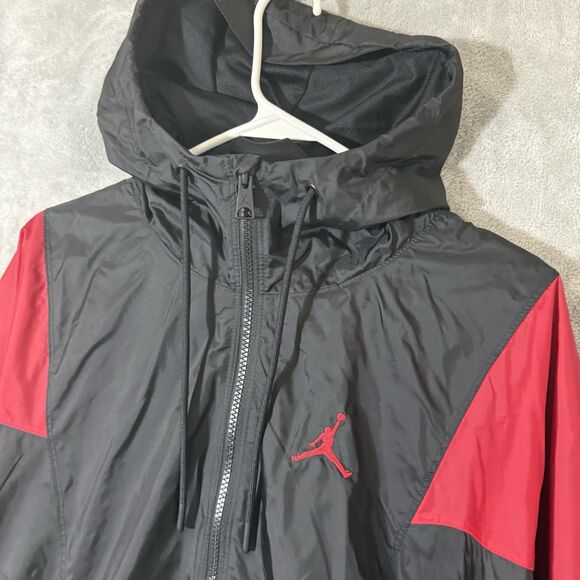 Nike Air Jordan Essentials Woven Jacket Size M #DA9832 Red Black Full Zip Hood - Picture 3 of 14